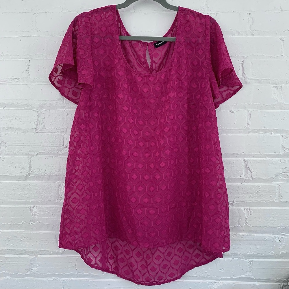 Torrid Sheer Top W/ Flutter Sleeves - Size 1 - image 1